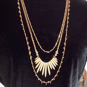 STELLA & DOT gold and bone three in one necklace